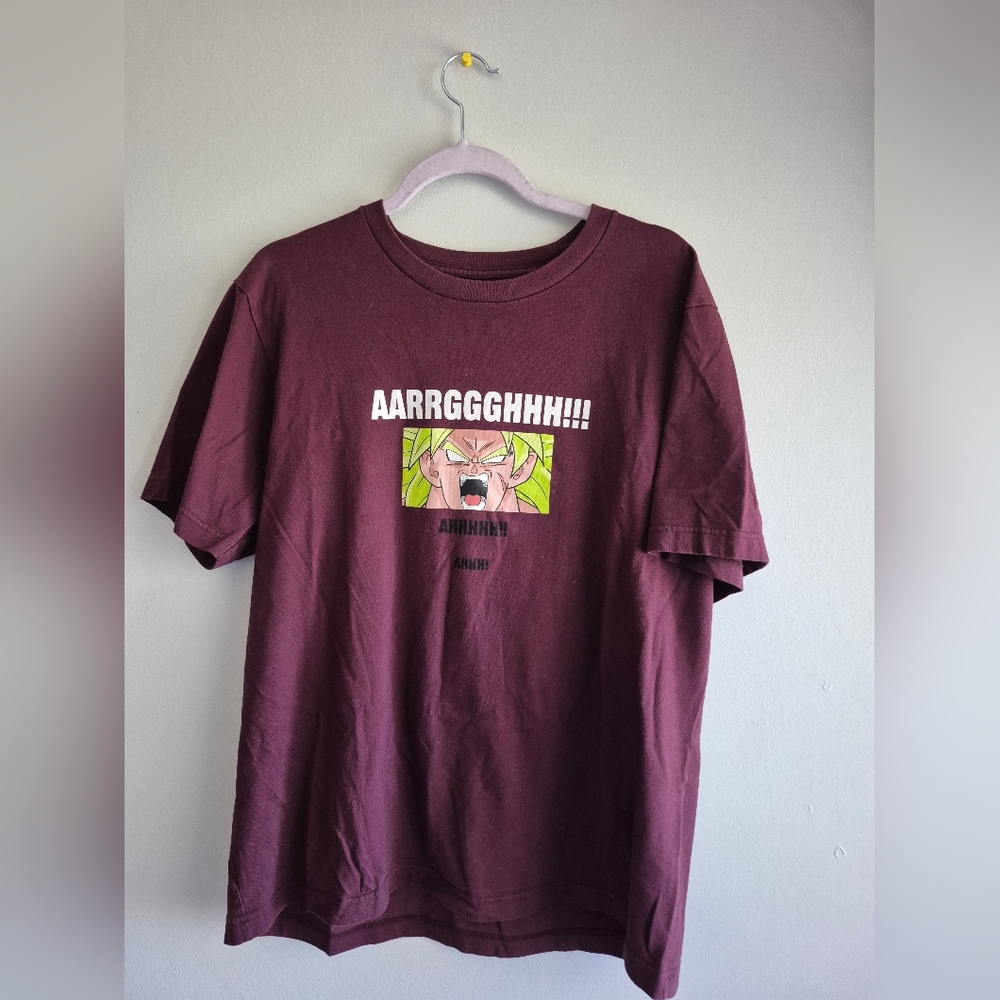 Burgundy UNIQLO DBZ Broly T Shirt